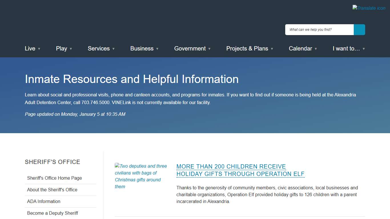 [Current] Inmate Resources and Helpful Information | City of Alexandria, VA